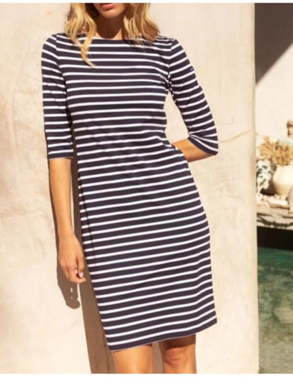 SAINT JAMES Propriano Dress Size 10 Navy White